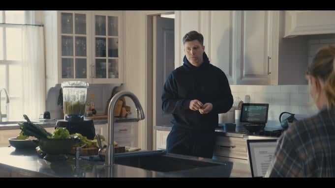 Scarlett Johansson Colin Jost in Amazon Super Bowl Ad for Alexa