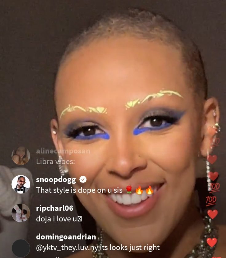 Doja Cat shaved her eyebrows off on Instagram Live