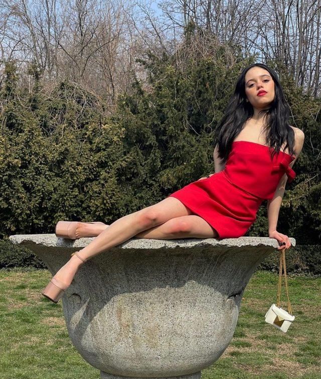 Jenna Ortega Hot Cute Gorgeous in red