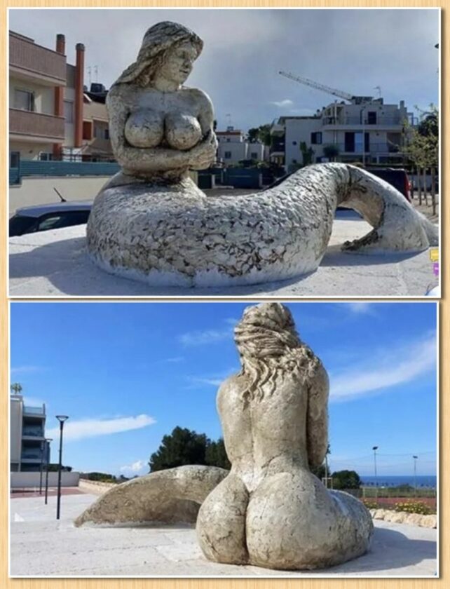 Curvy mermaid statue in Italy, Vulgar or Beautiful 