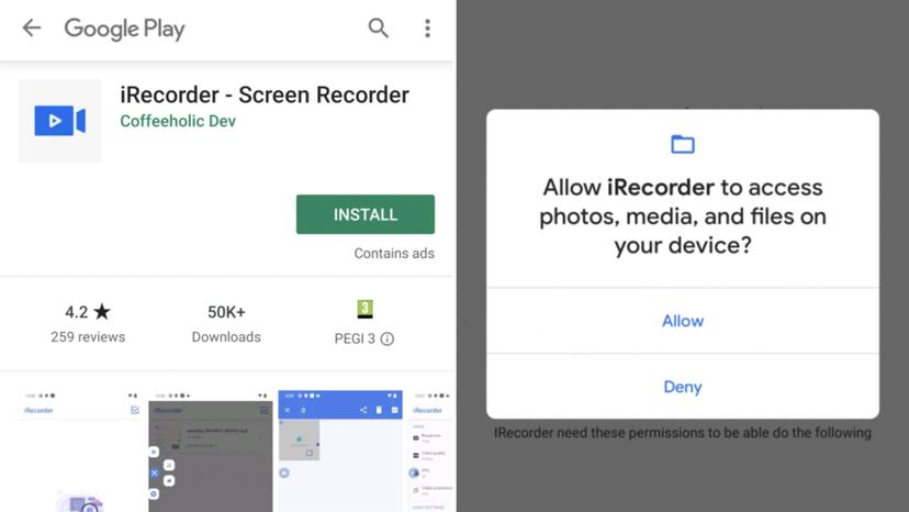 iRecorder screen recorder app secretly recording?