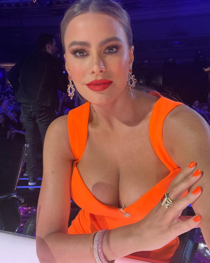 sofia vergara hot in orange deep