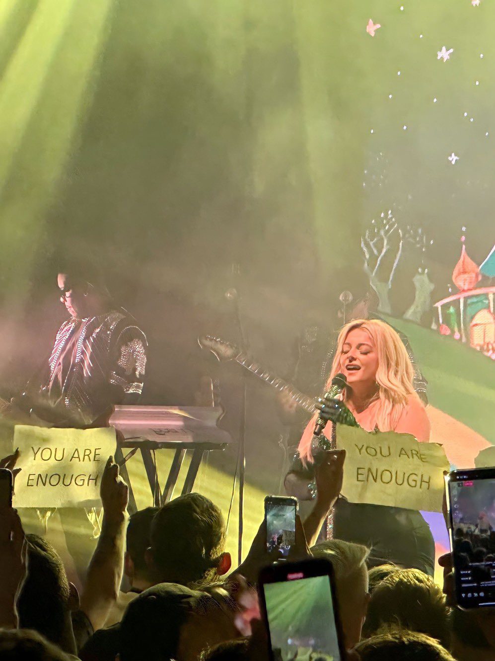 Bebe Rexha Moved to Tears as Fans Display 'You Are Enough' Signs During Concert