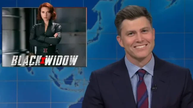 Read more about the article Colin Jost Mocks Scarlett Johansson’s ‘Black Widow’ with Joke Penned by Michael Che