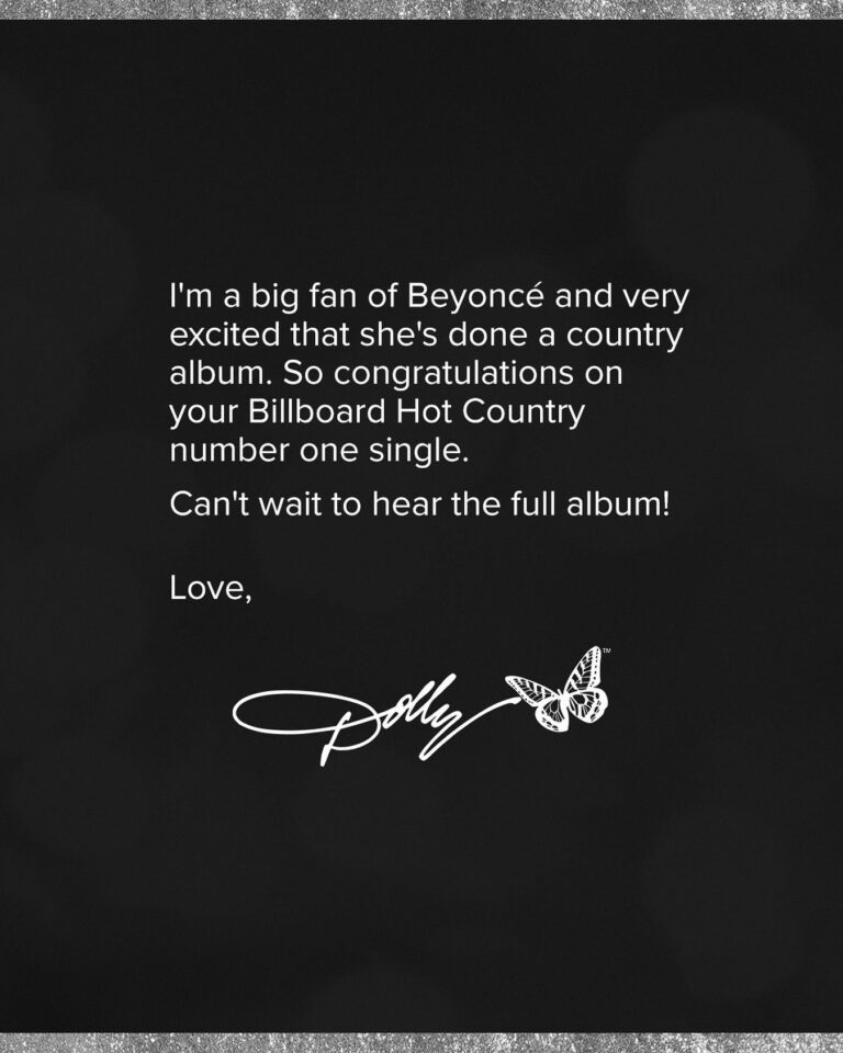 Dolly Parton Extends Congratulations to Beyoncé for Billboard Country Chart Achievement