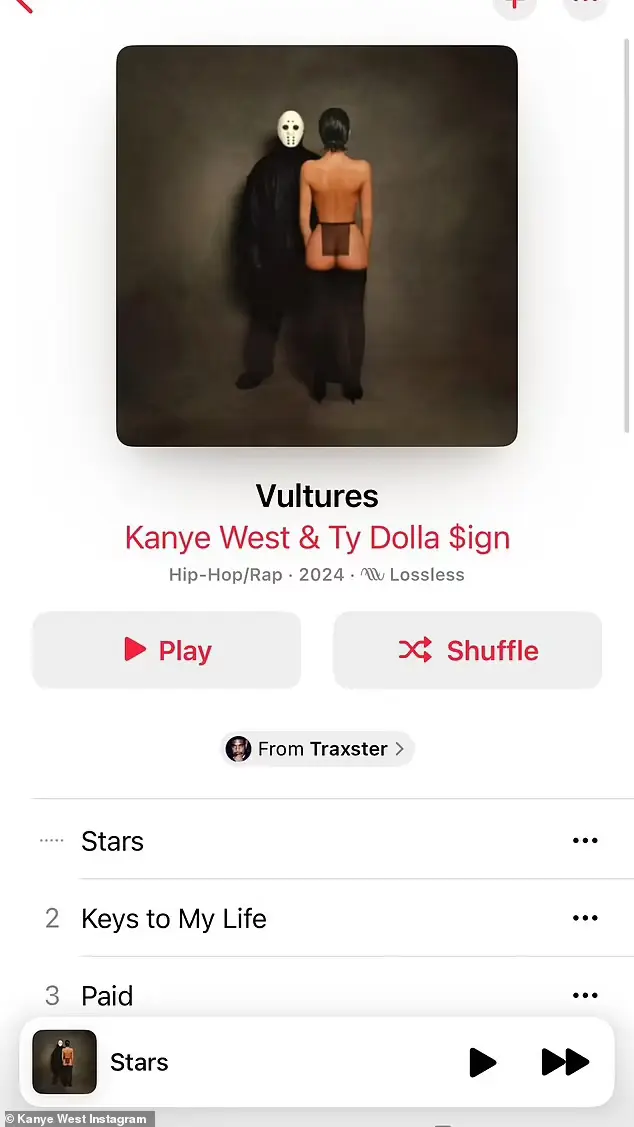 Kanye West Reveals Album Cover For Vultures Volume 1 Showcasing Him In A Friday The 13th Inspired Mask And Wife Bianca Censori Topless.webp