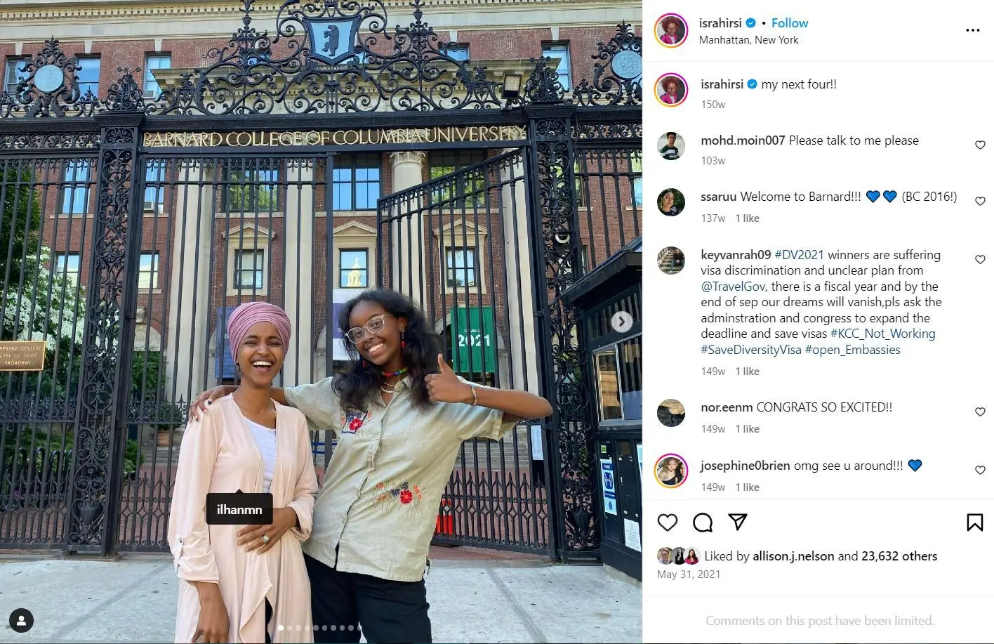 Ilhan Omar’s Daughter Suspended from Barnard College Amid Anti-Israel Protests