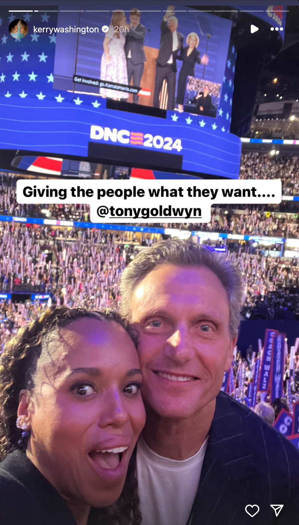 Kerry Washington and Tony Goldwyn Reunite at DNC for a Viral Kamala Harris Moment