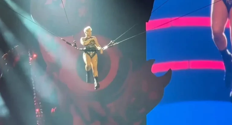 Pink Performs Aerial Stunts Despite Knee Injury at Las Vegas Show